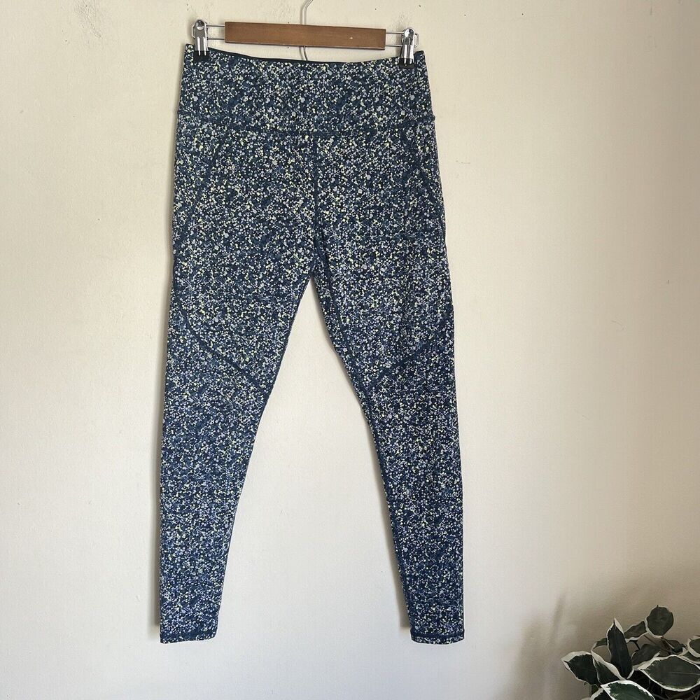 Sweaty Betty The Power Leggings Full Length Blue Floral Zip Size M